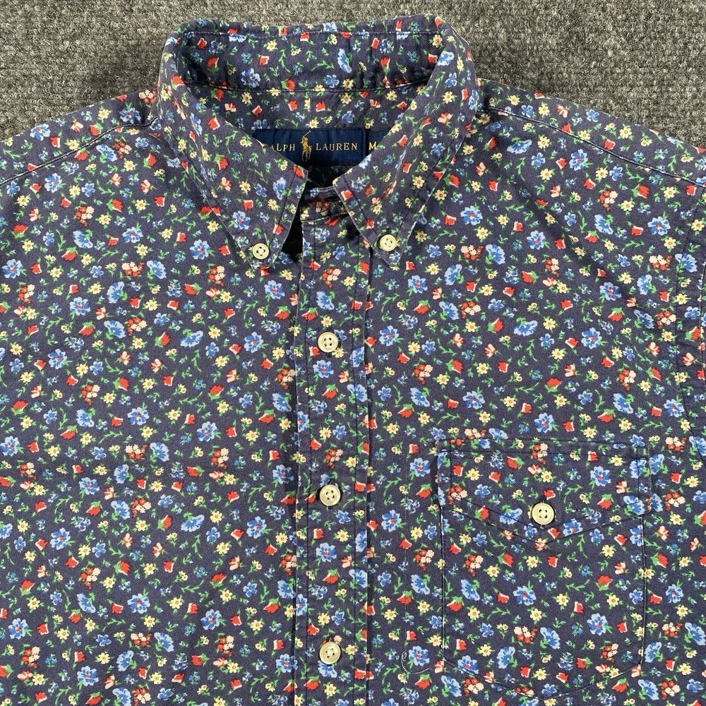 Ralph Lauren Short Sleeve Floral All Over Print Button Shirt Mens Medium Casual